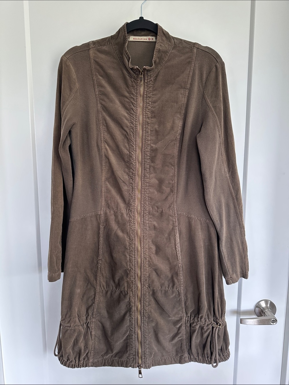 Wearables Long Zip-Front Utility Jacket or Dress in Army Green Size M